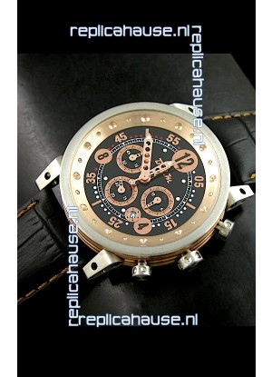 B.R.M.0011G6 Japanese Replica Quartz Watch in Black&Rose Gold Dial