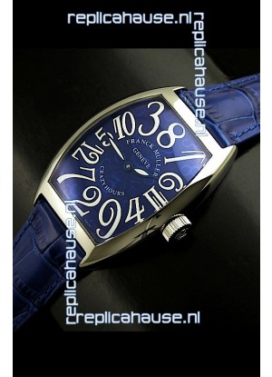 Franck Muller Crazy Hours Japanese Replica Watch in Blue Dial