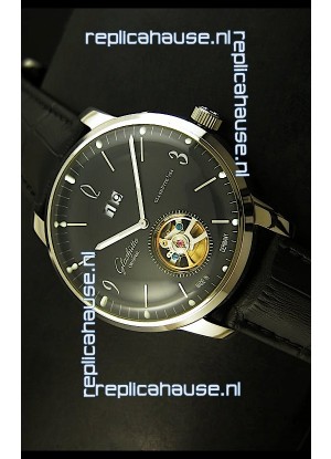 Glashuette Tourbillon Japanese Replica Watch in Black Dial