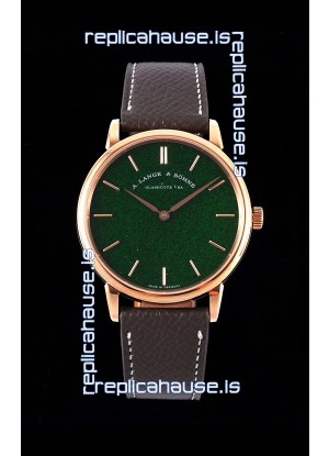 A.Lange & Sohne Saxonia Thin Swiss Replica Watch Rose Gold Case Green Starry Dial