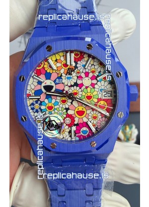 Audemars Piguet Super Clone Royal Oak Blue Ceramic Watch in Sun-Flower Dial 