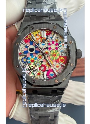 Audemars Piguet Super Clone Royal Oak Black Ceramic Watch in Sun-Flower Dial 