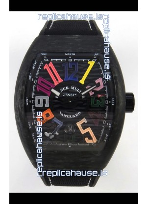 Franck Muller Super Clone Vanguard V45 Racing Carbon Watch in Nylon Strap