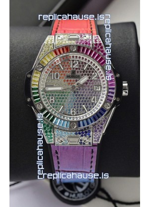 Hublot Big Bang One Click King White Dial Rainbow Diamonds 39MM Watch 