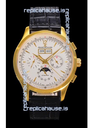 Jaeger LeCoultre Master Control Chronograph Calendar Yellow Gold Swiss Replica Watch 