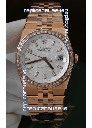 Rolex Land-Dweller 127335 Steel Honeycomb Rose Gold 40MM Swiss Replica Watch 