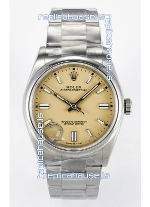 Rolex Oyster Perpetual Super Clone REF#126000 36MM Beige Dial Swiss Replica