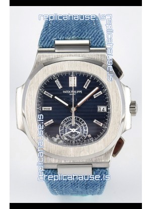 Patek Philippe Nautilus 5980/60G-001 Blue Dial Fabric Strap Crystal Numerals