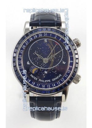 Patek Philippe Grand Complications 6102 Blue Dial Blue Diamonds Swiss Replica Watch 