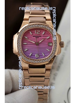 Patek Philippe 7010G Gradient Purple and Pink Dial Swiss Quartz Replica Watch
