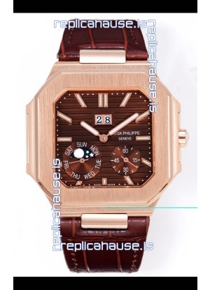 Patek Philippe Cubitus 5822 Rose Gold Casing Brown Dial Swiss Replica Watch