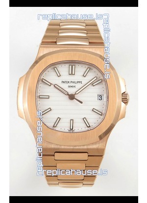 Patek Philippe Super Clone Nautilus 5711/1R-001 in Rose Gold White Dial