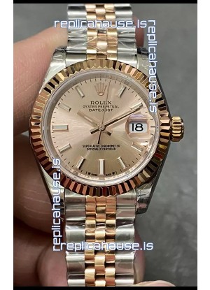 Rolex Datejust Super Clone Green Dial 2 Tone Rose Gold - Gold Dial Watch 28MM