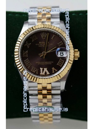Rolex Datejust Cal.3235 Movement Super Clone Rose Gold 2 Tone 31MM Brown Dial Watch 