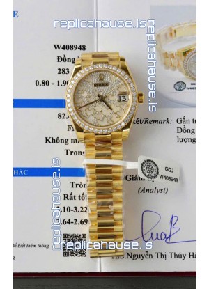 Rolex Datejust Super Clone Mossanites Butterfly Dial 31MM Yellow Gold Watch 