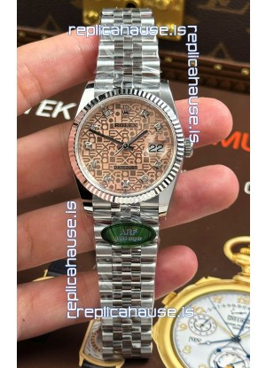 Rolex Datejust Super Clone Cal.3235 Pink Computer Dial Steel Casing Watch 36MM
