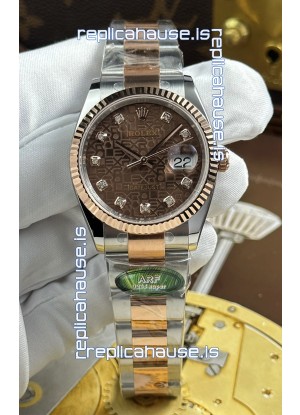 Rolex Datejust Super Clone Cal.3235 Brown Computer Dial 2 Tone Rose Gold Casing Watch 36MM