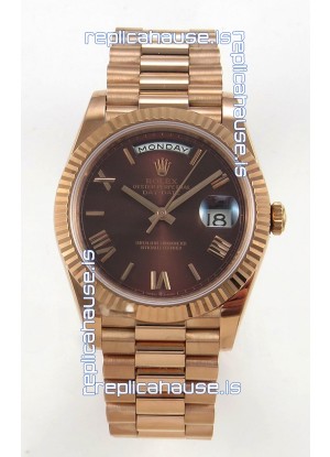 Rolex Day Date Super Clone Brown Dial 40MM 220 Grams Swiss Replica watch 