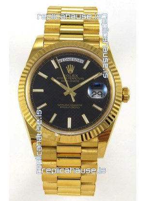Rolex Day Date Super Clone Black Honey-Comb Dial 40MM 220 Grams Swiss Replica watch 