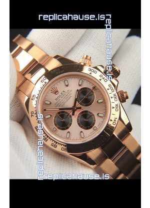 Rolex Daytona Japanese Movement Gold Casing Replica Watch in Champange Dial