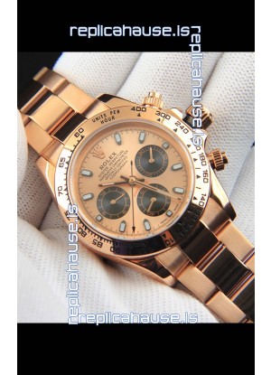 Rolex Daytona Japanese Movement Gold Casing Replica Watch in Gold Dial