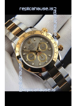 Rolex Daytona Japanese Movement Two Tone Gold Casing Watch in Grey Dial 