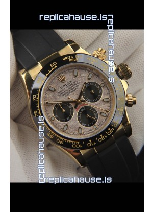 Rolex Daytona Japanese Movement Gold Casing Replica Watch in Meteorite Pattern Dial 