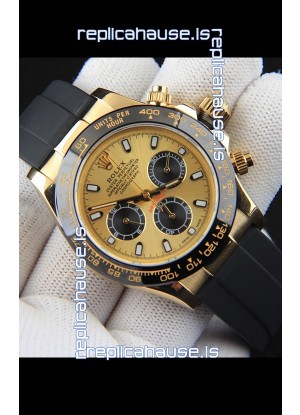 Rolex Daytona Japanese Movement Gold Casing Replica Watch in Gold Dial 