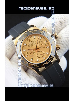 Rolex Daytona Japanese Movement Gold Casing Replica Watch in Gold Dial 
