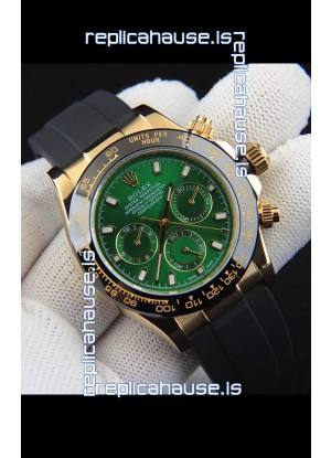 Rolex Daytona Japanese Movement Gold Casing Replica Watch in Green Dial 