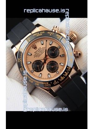 Rolex Daytona Japanese Movement Gold Casing Replica Watch in Champange Dial 