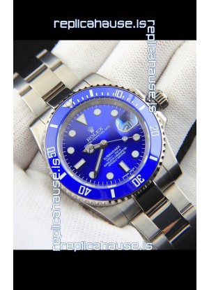 Rolex Submariner Japanese Replica Watch 904L Steel - Ceramic Bezel in Blue