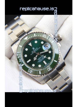 Rolex Submariner Japanese Replica Watch 904L Steel - Ceramic Bezel in Green