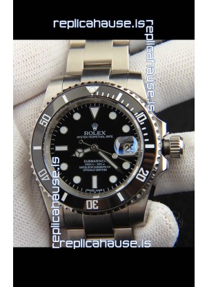 Rolex Submariner Japanese Replica Watch 904L Steel - Ceramic Bezel in Black