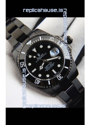 Rolex Submariner Japanese Replica Watch in PVD Coating Black Dial 