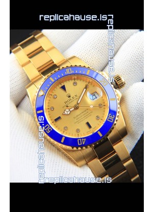 Rolex Submariner Japanese Replica Watch in Yellow Gold Casing 