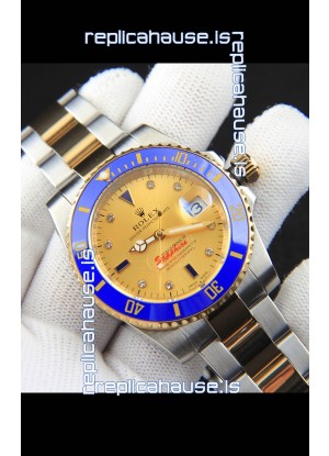Rolex Submariner Japanese Replica Watch in 2 Tone Yellow Gold Casing Gold Dial 