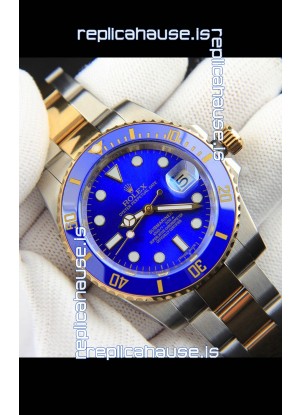 Rolex Submariner Japanese Replica Watch in 2 Tone Yellow Gold Casing Blue Dial 
