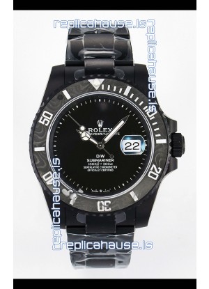 Rolex Submariner DiW DLC Coated Steel Casing Carbon Fiber Bezel Watch