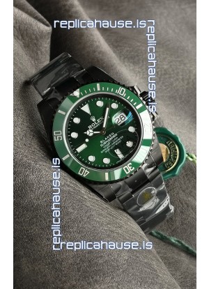 Rolex Submariner Blaken DLC Coated Swiss Replica Watch in Green Dial