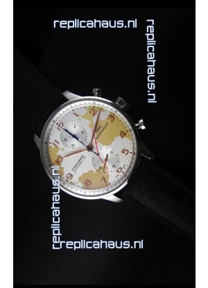 IWC Portuguese Chronograph Swiss Replica Watch in Map Printed Dial - 1:1 Mirror Replica Edition