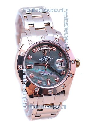 Rolex Day Date Black Mother of Pearl Swiss Replica Watch