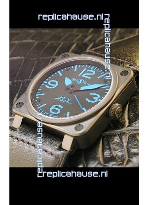 Bell and Ross BR01 92 Swiss Watch in PVD Casing and Blue Markers