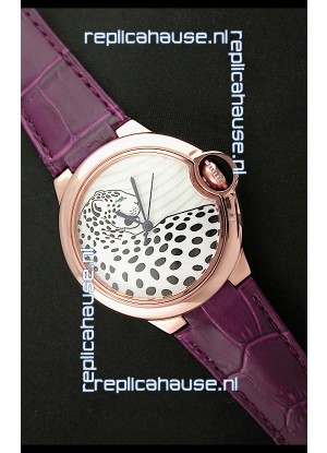 Ballon De Cartier Watch with Purple Leather Strap