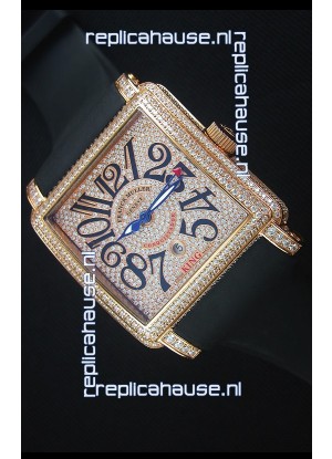 Franck Muller Conquistador King Automatic Watch in Pink Gold with Nylon Strap