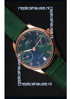 IWC Portugieser Swiss 1:1 Mirror Replica Watch Green Dial Rose Gold Case Watch