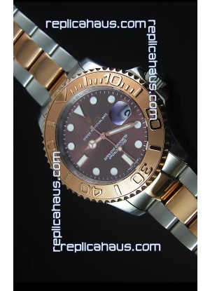 Rolex Yachtmaster Rose Gold Two Tone Grey Dial 1:1 Swiss Replica Watch 