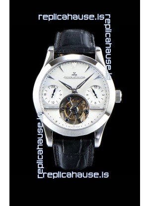 Jaeger LeCoultre Perpetual Tourbillon 904L Steel Case White Dial Swiss Replica Watch 