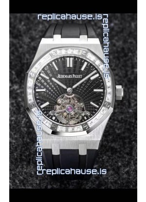 Audemars Piguet Royal Oak Tourbillon 41mm in 904L Casing - Grey Tapisserie Diamonds Bezel 1:1 Ultimate Replica