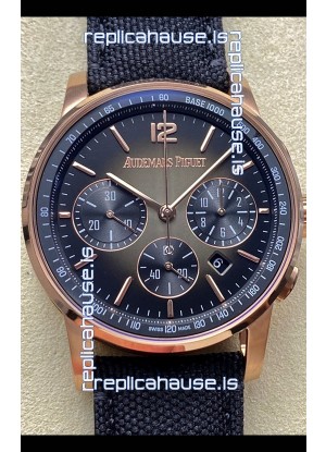 Audemars Piguet CODE 11.59 Chronograph Swiss Replica Watch in Rose Gold Casing Black Dial